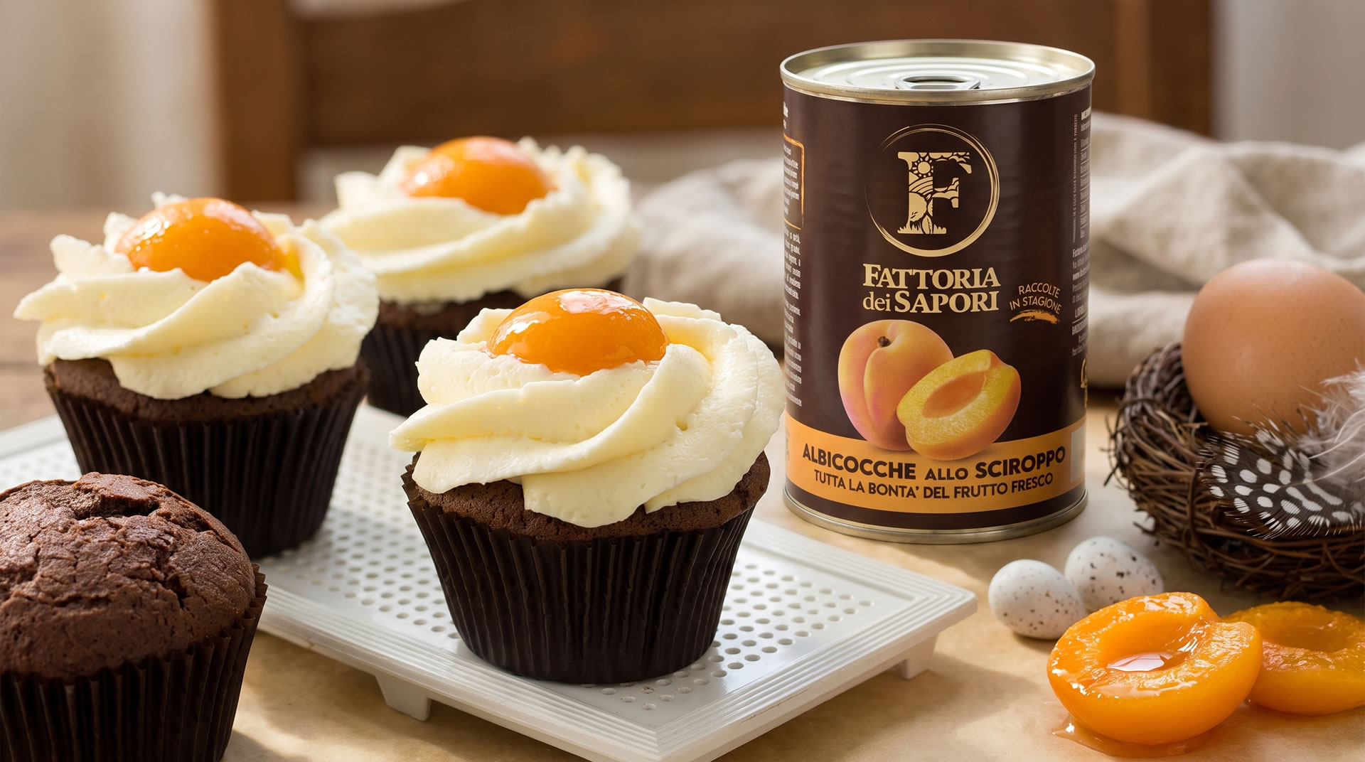 CUPCAKE PASQUALI CON ALBICOCCHE SCIROPPATE