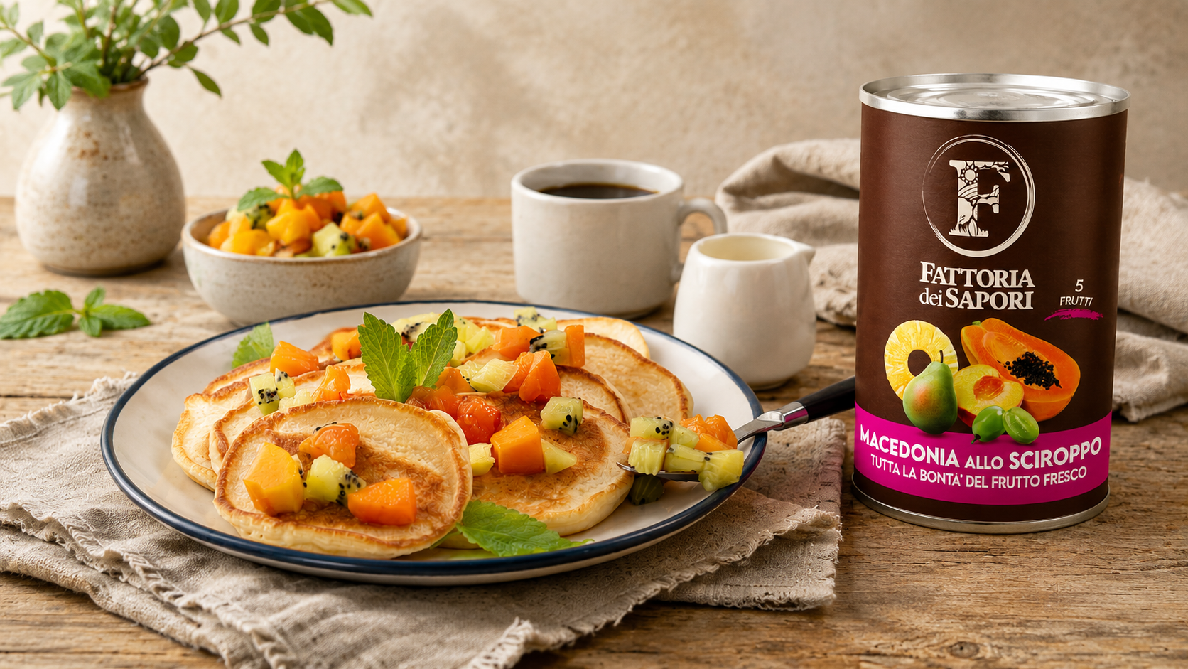 PANCAKE GUARNITI CON MACEDONIA