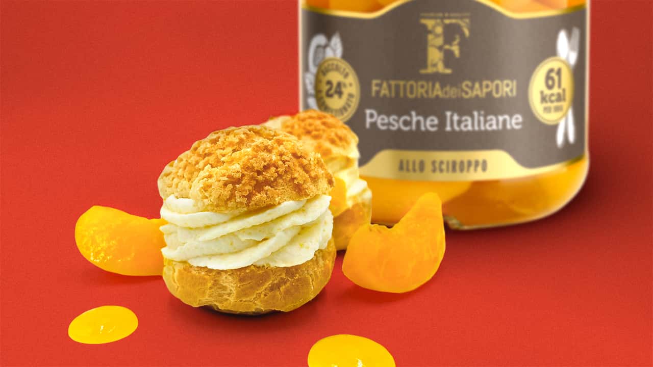 BIGNE’ CRAQUELIN CON MOUSSE ALLE PESCHE