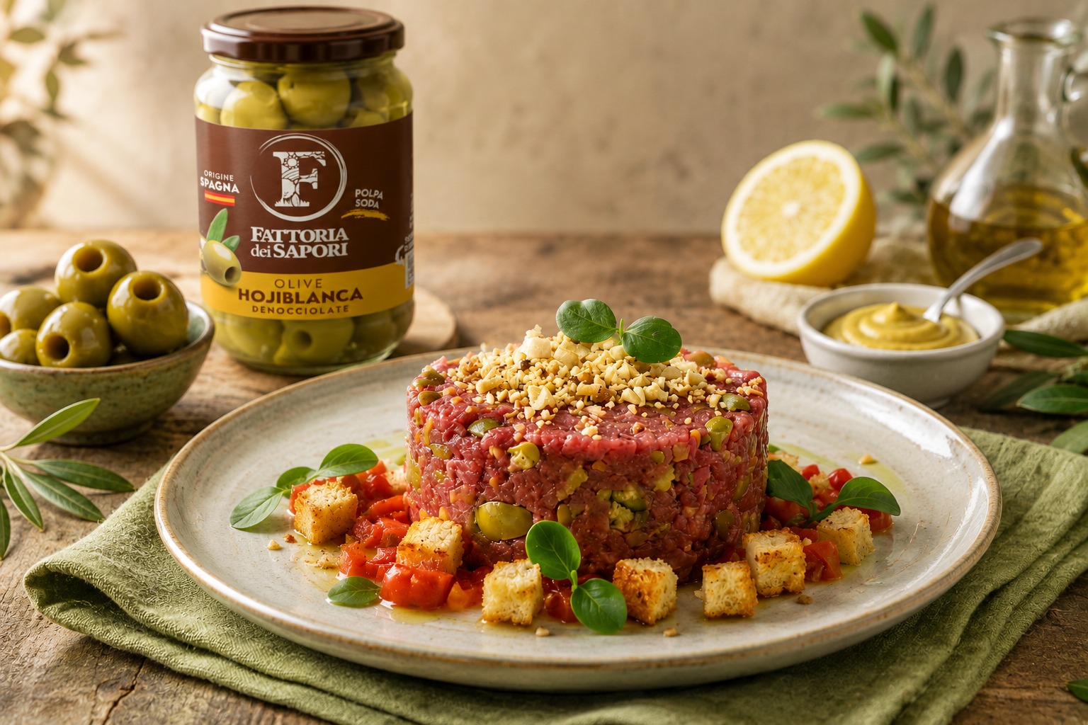 TARTARE DI MANZO ALLE OLIVE VERDI
